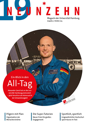 Hochschulmagazin 19NEUNZEHN: Cover der Ausgabe Oktober 2014, Portrait: Astronaut Dr. Alexander Gerst