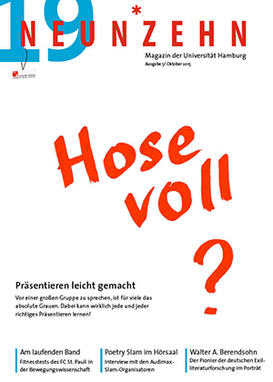 Hochschulmagazin 19NEUNZEHN: Cover der Ausgabe Oktober 2015, Notiz: Hose voll?