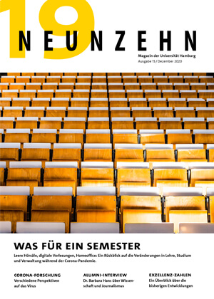 Titelbild des Magazin: Das Cover zeigt einen leeren Hörsaal.