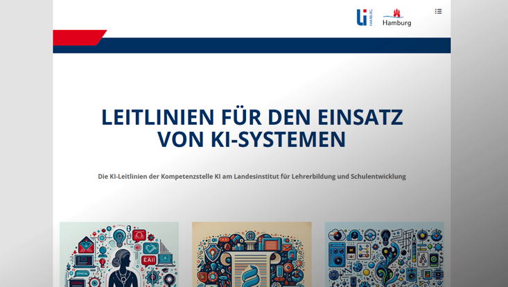 Screenshot des Portals zu den KI-Leitlinien der Kompetenzstelle KI am Landesinstitut für Lehrerbildung und Schulentwicklung