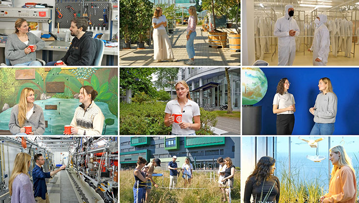 Kollage mit verschiedenen Bildern aus Interviewsituationen der Rubrik Auf einen Kaffee mit...