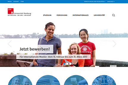Modern und übersichtlich: Das neue Design der UHH-Webseiten. Bild: UHH/Screenshot