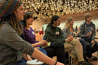 MIN-Studierende diskutieren, wie ein gut funktionierender MIN-Campus aussehen muss. Foto: M. Birzer